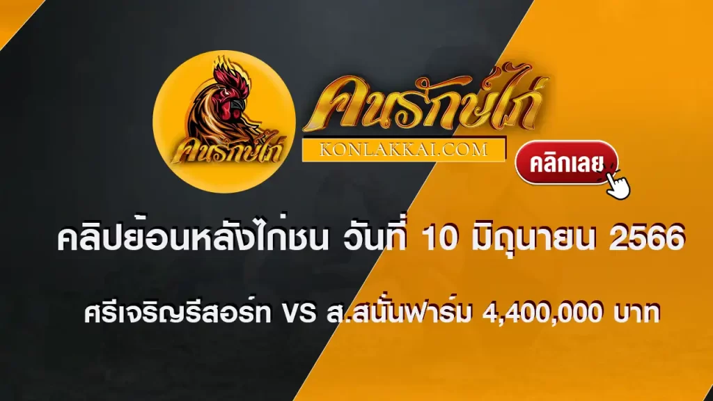 ศรีเจริญรีสอร์ท vs ส.สนั่นฟาร์ม คลิปย้อนหลังไก่ชน 10 มิถุนายน 2566