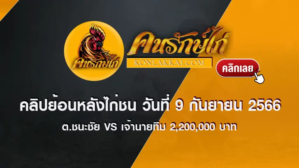 ต.ชนะชัย VS เจ้านายทีม คลิปย้อนหลังไก่ชน 9 กันยายน 2566