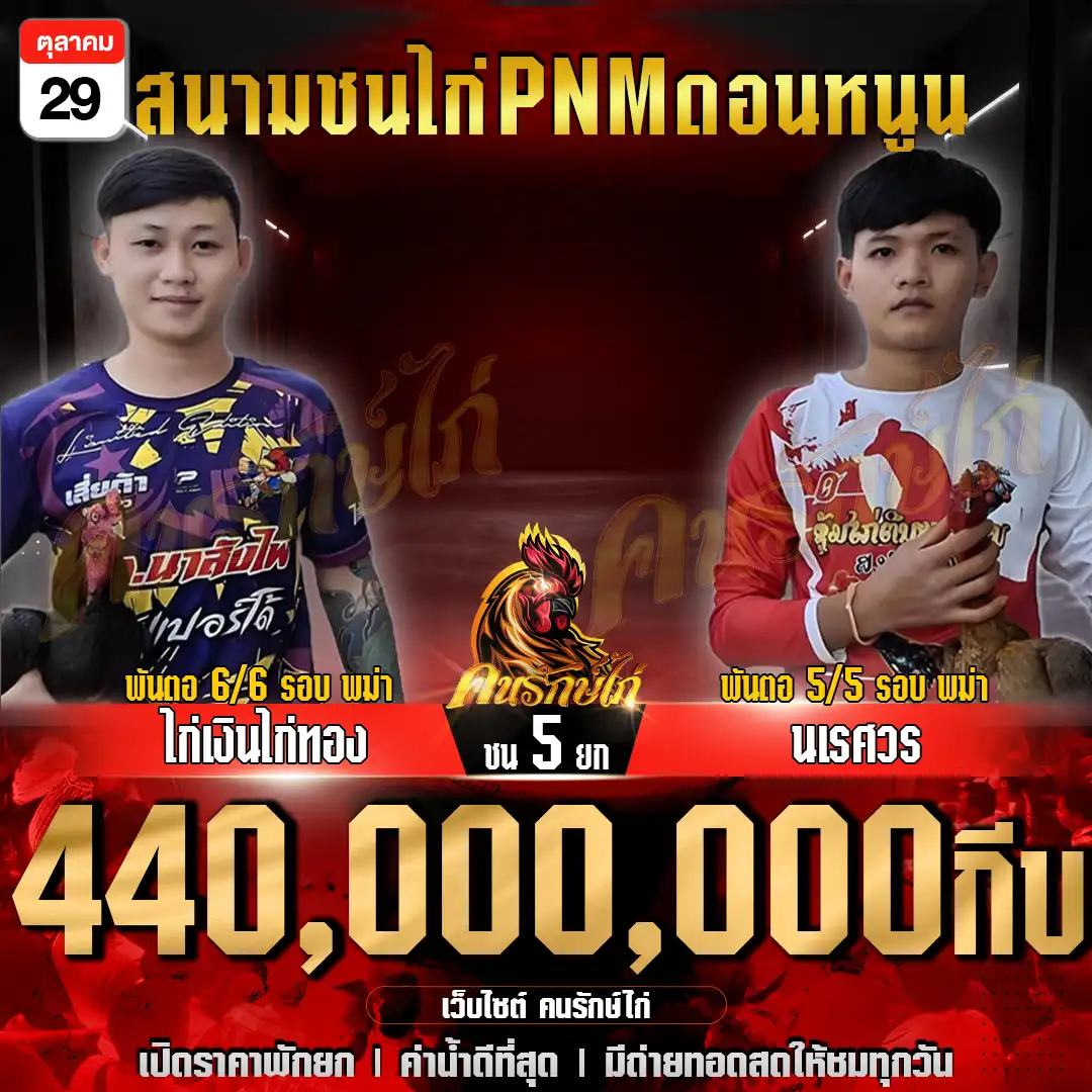 ไก่เงินไก่ทอง พบ นเรศวร กำหนดชน 5 ยก ชิงเงินรางวัล 440,000,000 กีบ