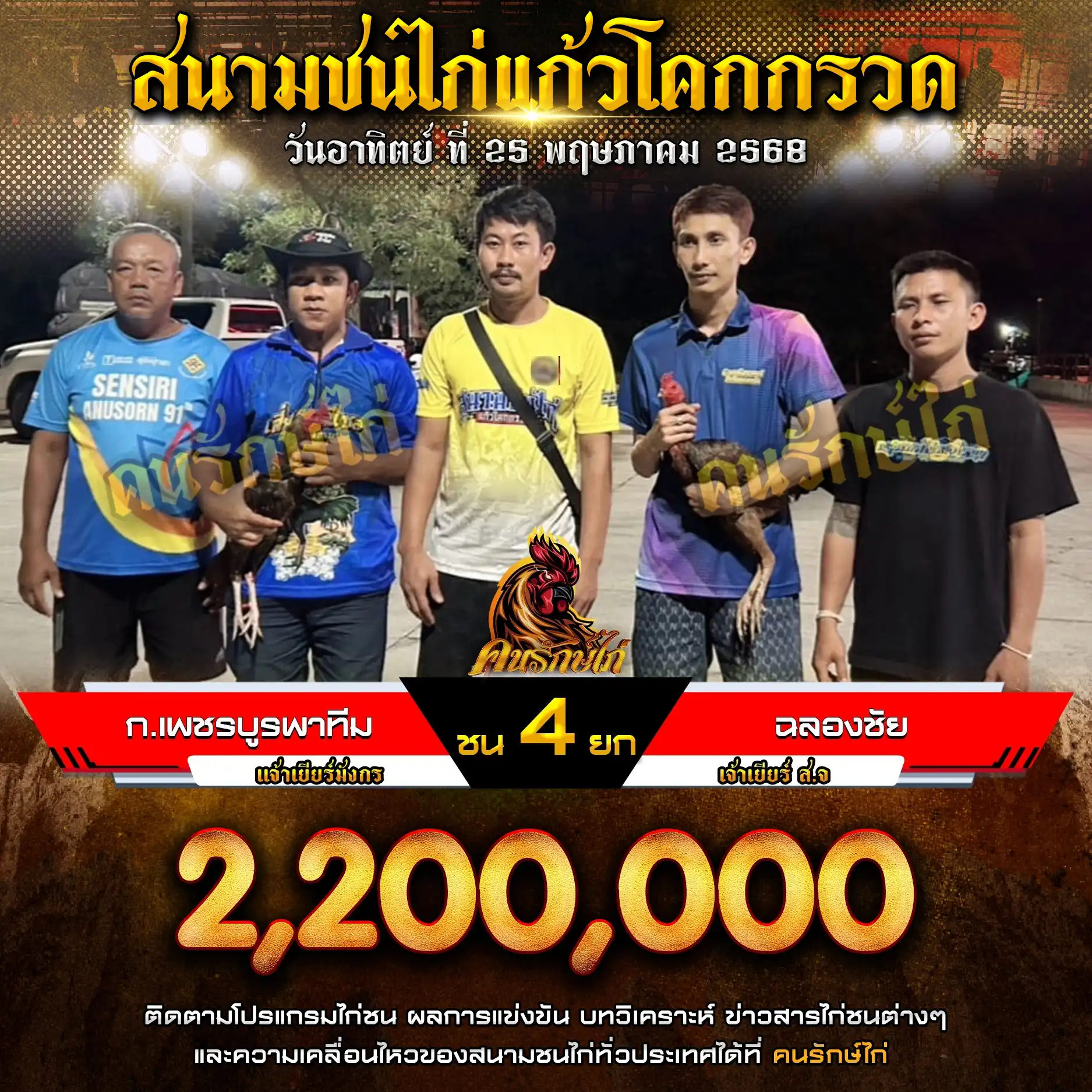 ก.เพชรบูรพาทีม พบ ฉลองชัย กำหนดชน 4 ยก ชิงเงินรางวัล 2,200,000 บาท