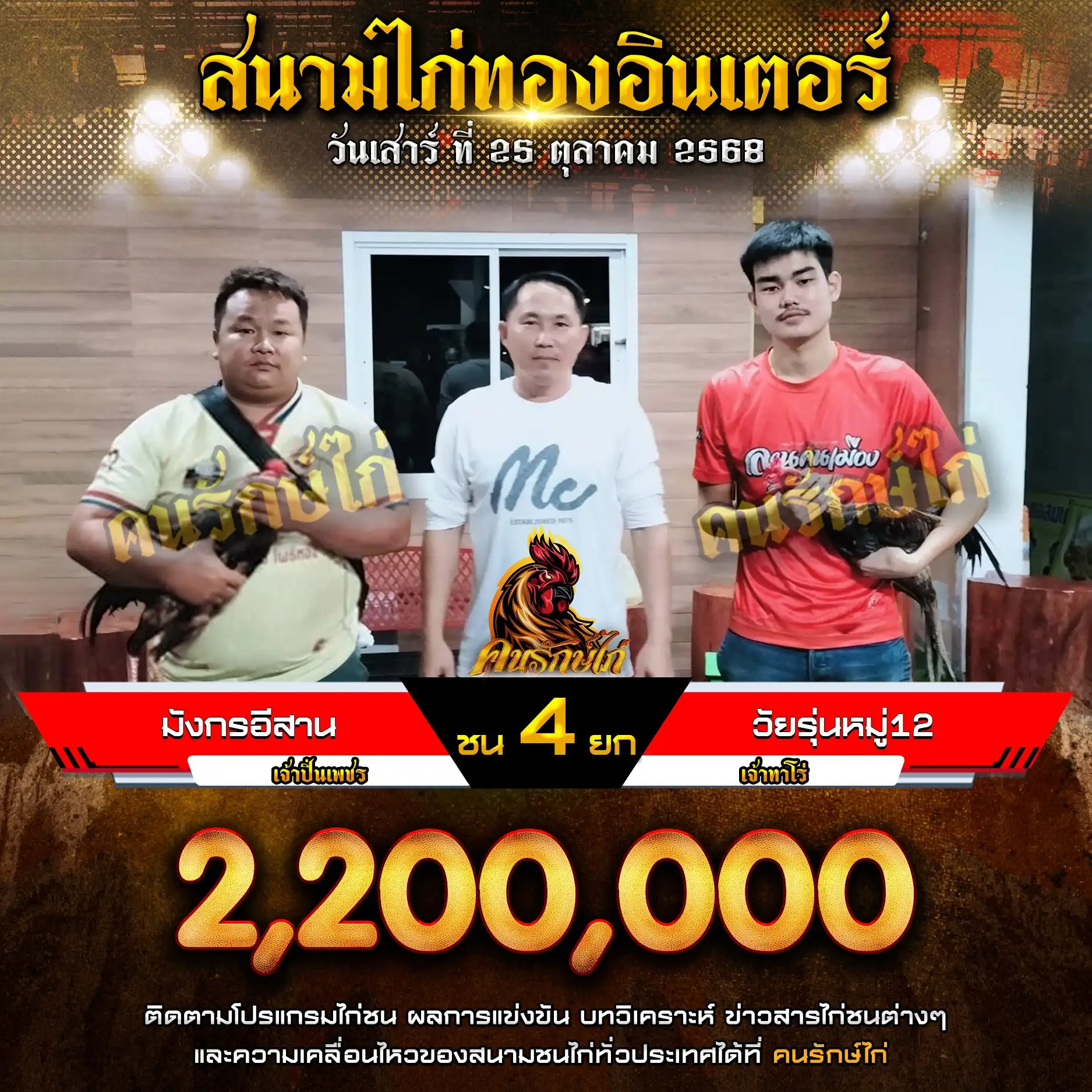 มังกรอีสาน พบ วัยรุ่นหมู่ 12 กำหนดชน 4 ยก