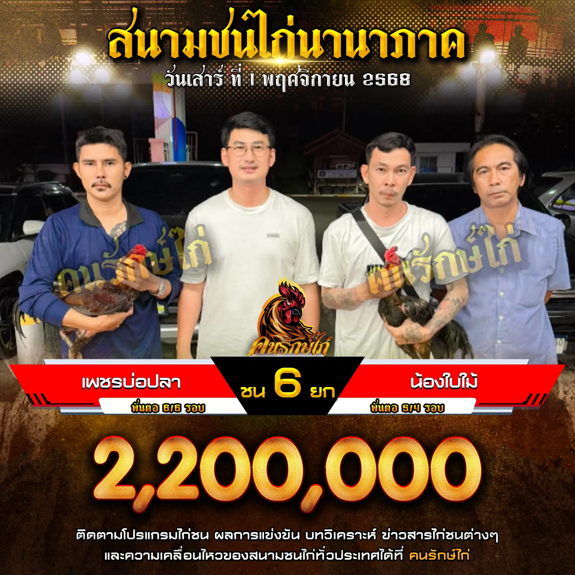 เพชรบ่อปลา พบ น้องใบใม้ กำหนดชน 6 ยก