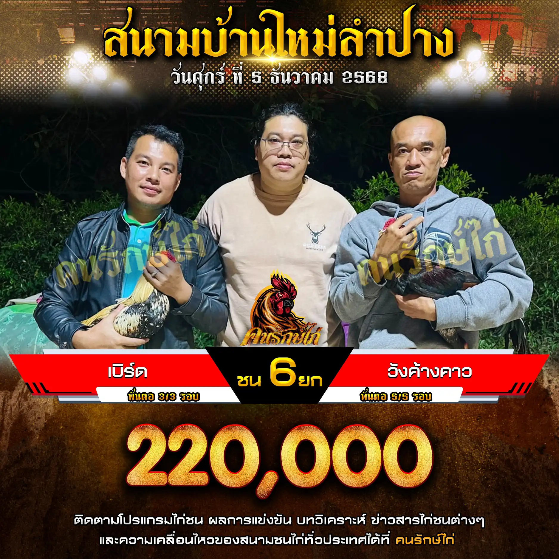 เบิร์ดลำปาง พบ วังค้างคาว กำหนดชน 6 ยก