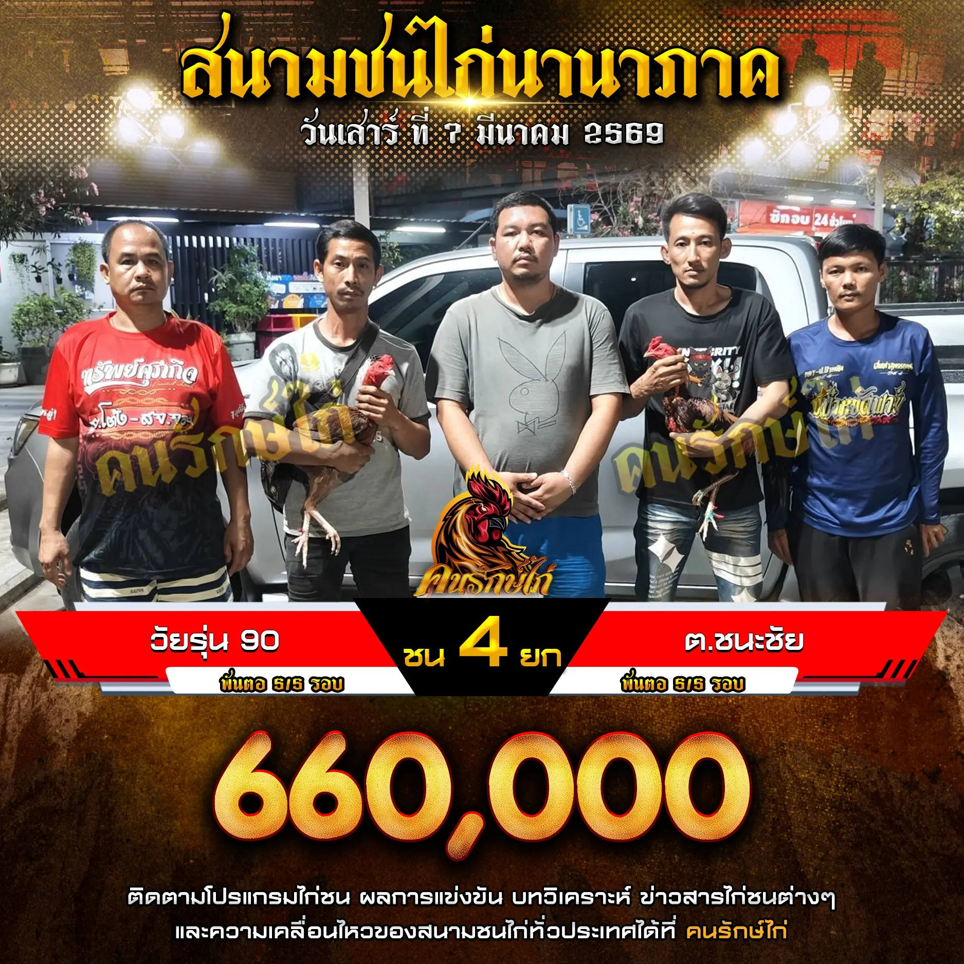 วัยรุ่น 90 VS ต.ชนะชัย 07 มีนาคม 2569 กำหนดชน 4 ยก