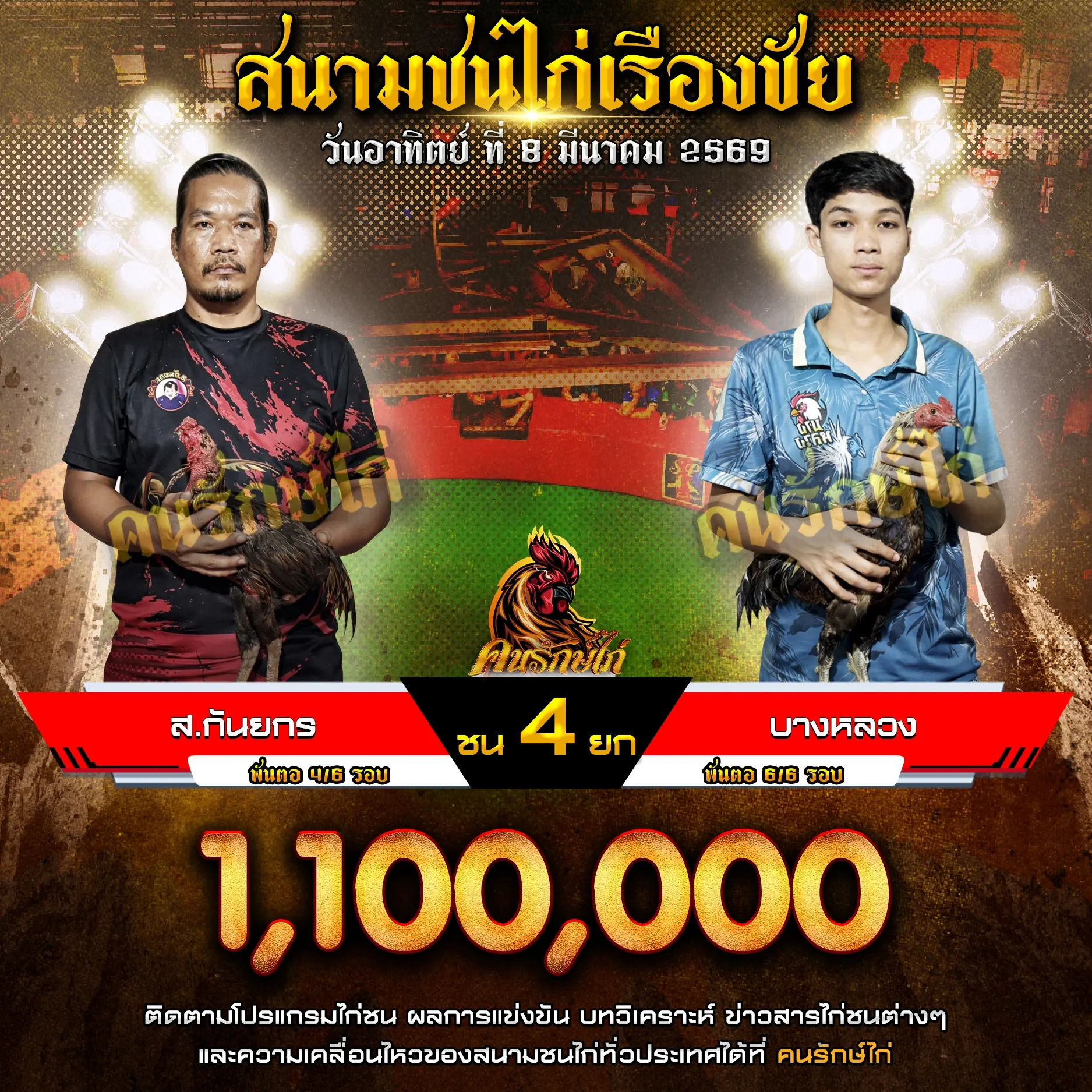 ส.กันยกร VS บางหลวง 08 มีนาคม 2569 กำหนดชน 4 ยก