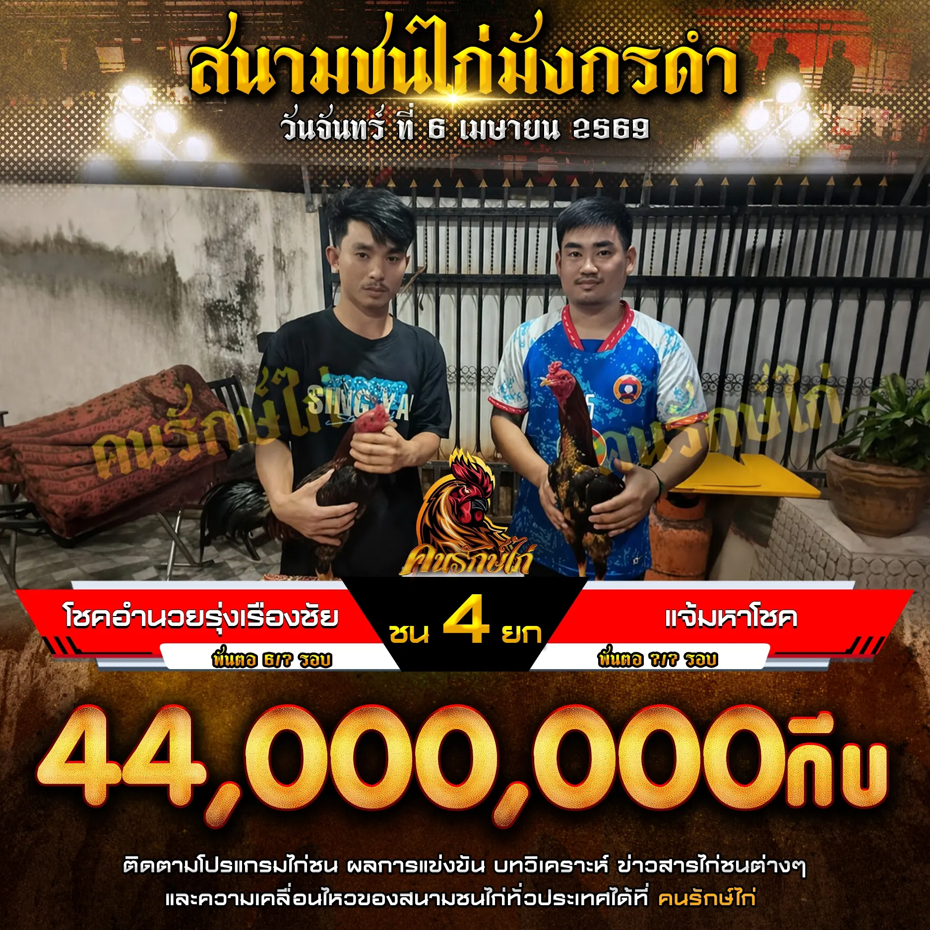 โชคอำนวยรุ่งเรืองชัย VS แจ้มมหาโชค 06 เมษายน 2569