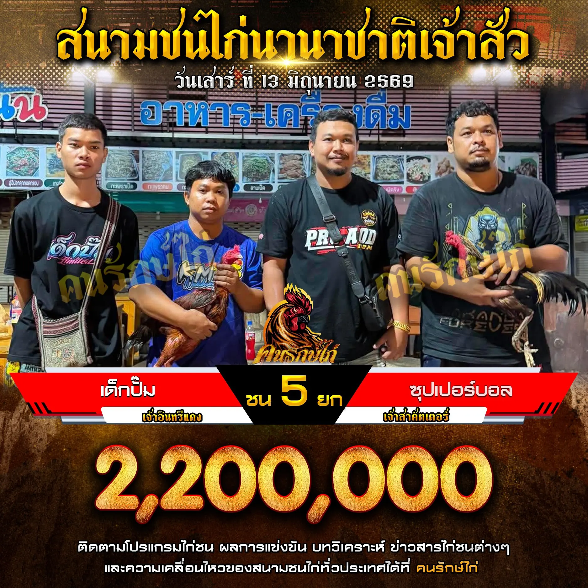 เด็กปั๊ม VS ซุปเปอร์บอล กำหนดชน 5 ยก ชิงเงินรางวัล 2,200,000 บาท 13 มิถุนายน 2569