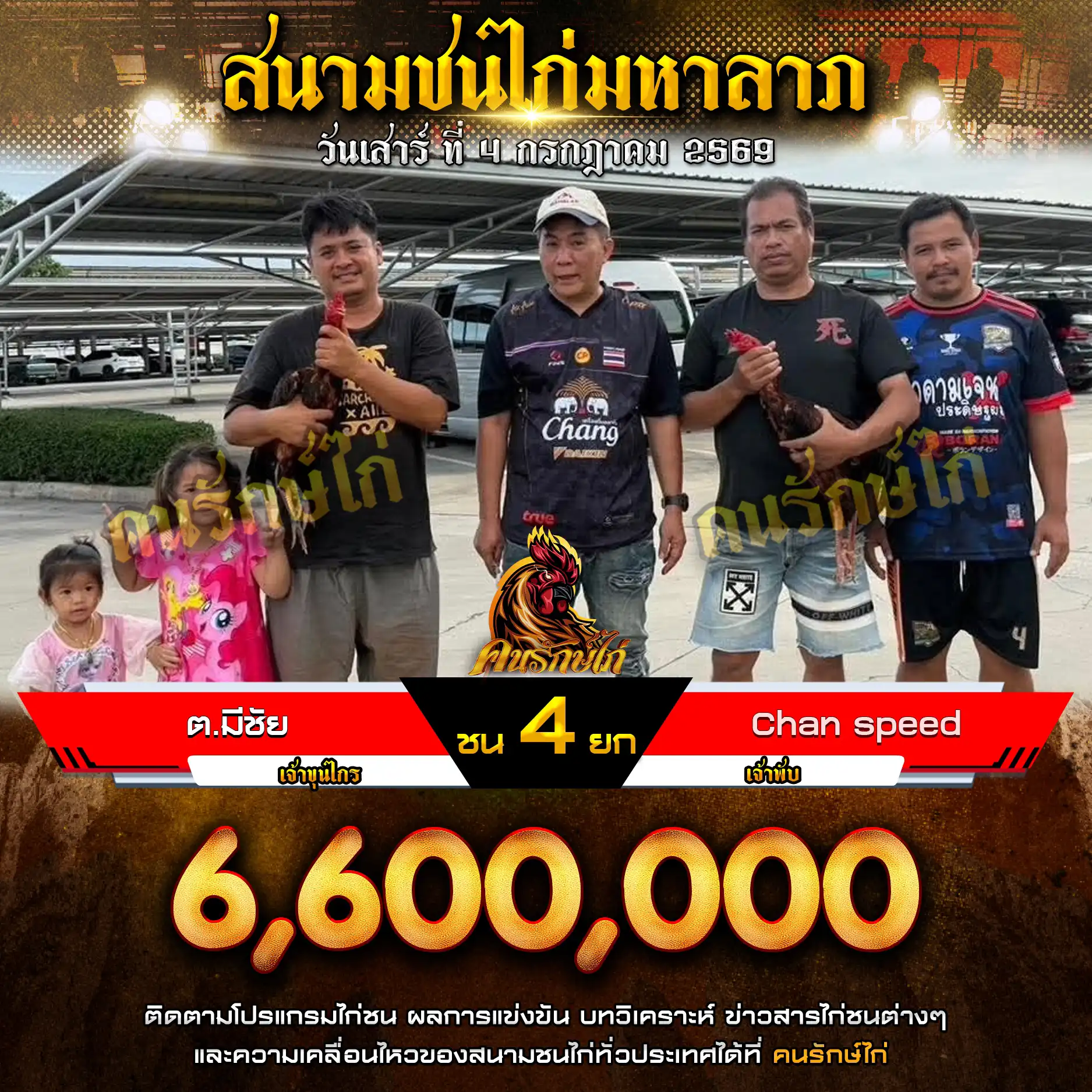 ต.มีชัย VS CHAN SPEED กำหนดชน 4 ยก ชิงเงินรางวัล 6,600,000 บาท 04 กรกฎาคม 2569