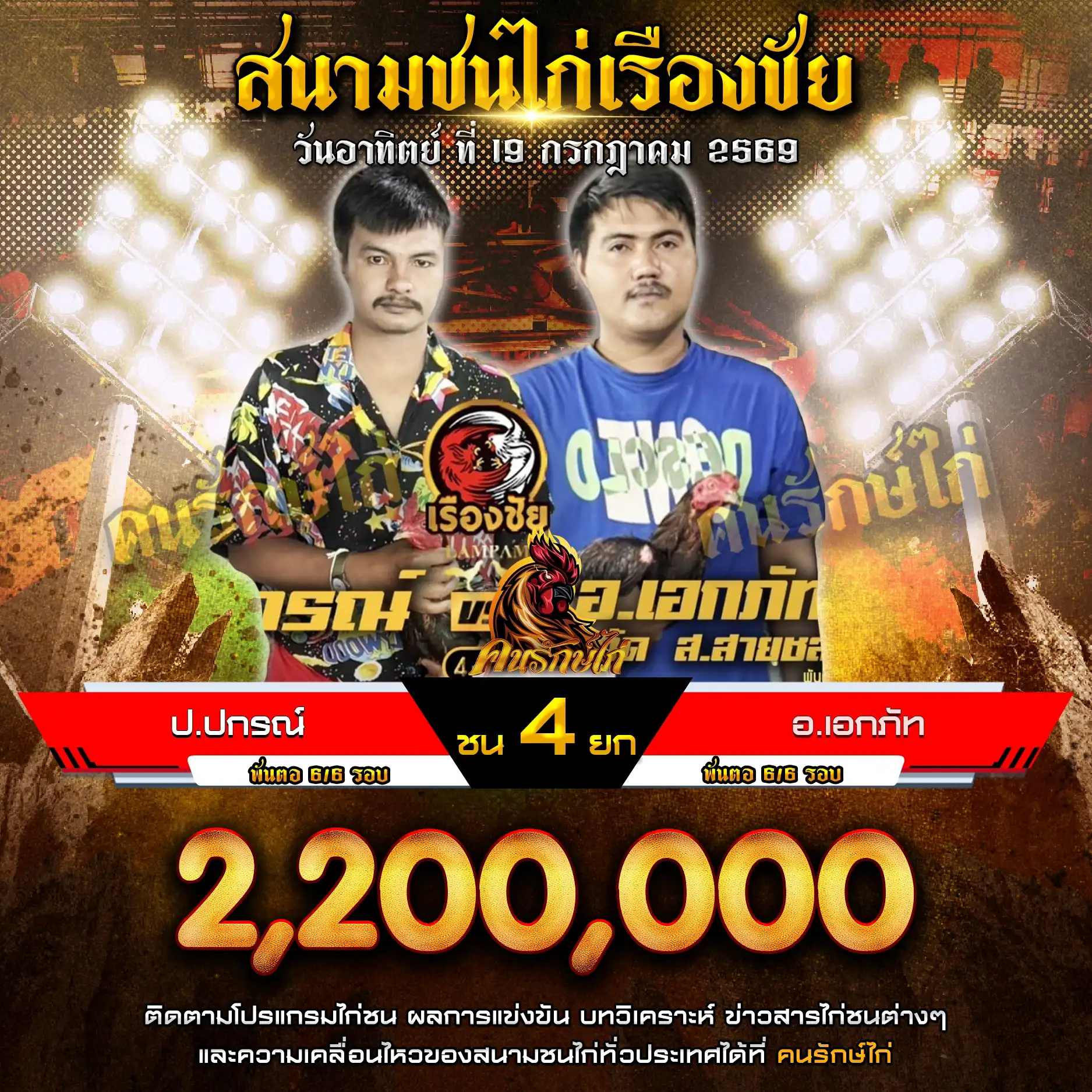 ป.ปกรณ์ VS อ.เอกภัท กำหนดชน 4 ยก ชิงเงินรางวัล 220,000 บาท 19 กรกฎาคม 2569