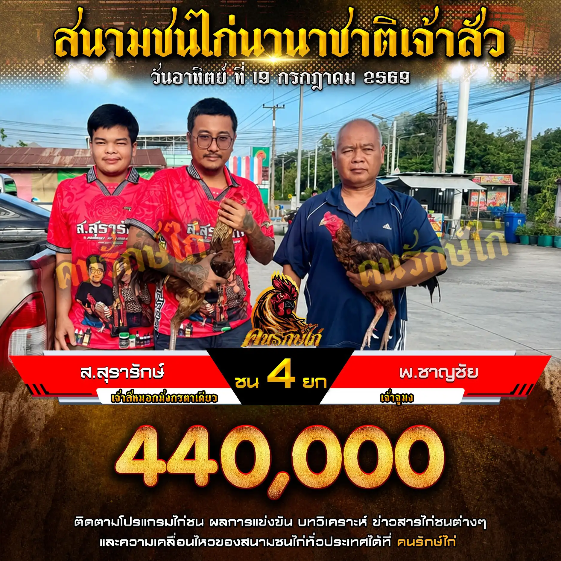 ส.สุรารักษ์ VS พ.ชาญชัย กำหนดชน 4 ยก ชิงเงินรางวัล 440,000 บาท 19 กรกฎาคม 2569