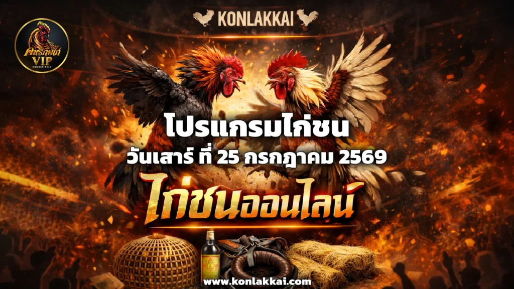 อัปเดตโปรแกรมไก่ชน 25 กรกฎาคม 2569