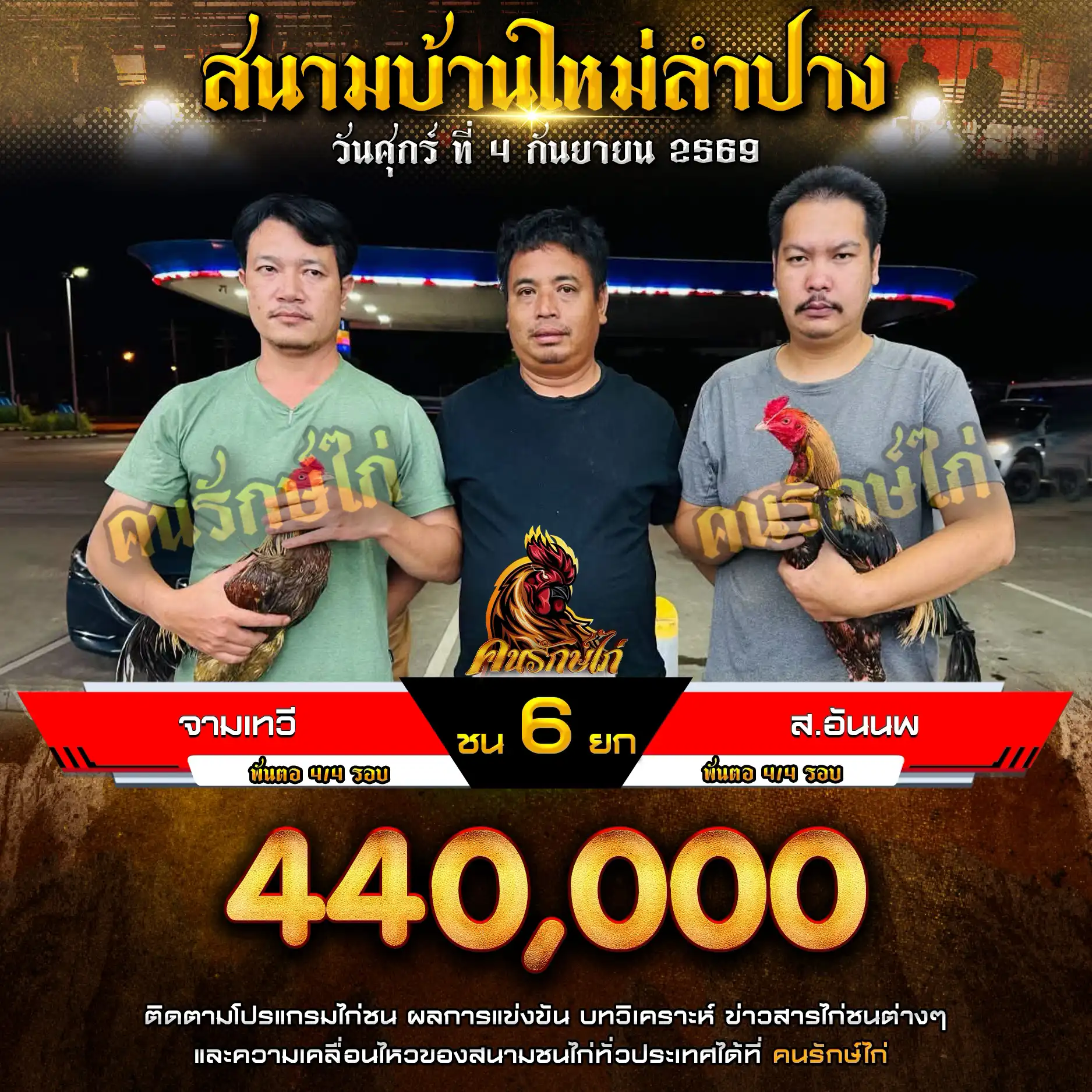 จามเทวี VS ส.อันนพ กำหนดชน 6 ยก ชิงเงินรางวัล 440,000 บาท 04 กันยายน 2569 