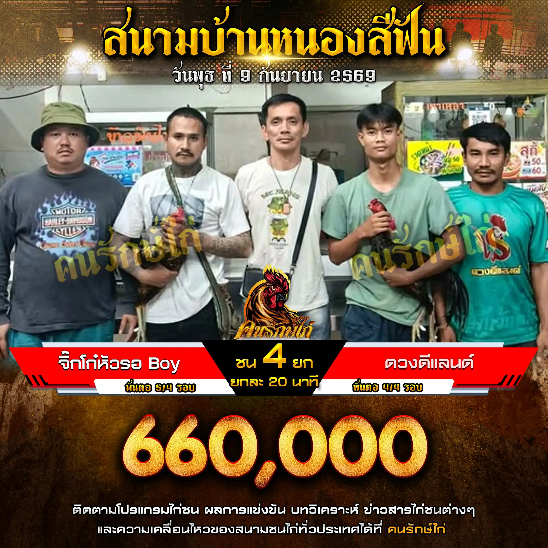 จิ๊กโก๋หัวรอ Boy VS ดวงดีแลนด์ กำหนดชน 4 ยก ชิงเงินรางวัล 660,000 กีบ 09 กันยายน 2569
