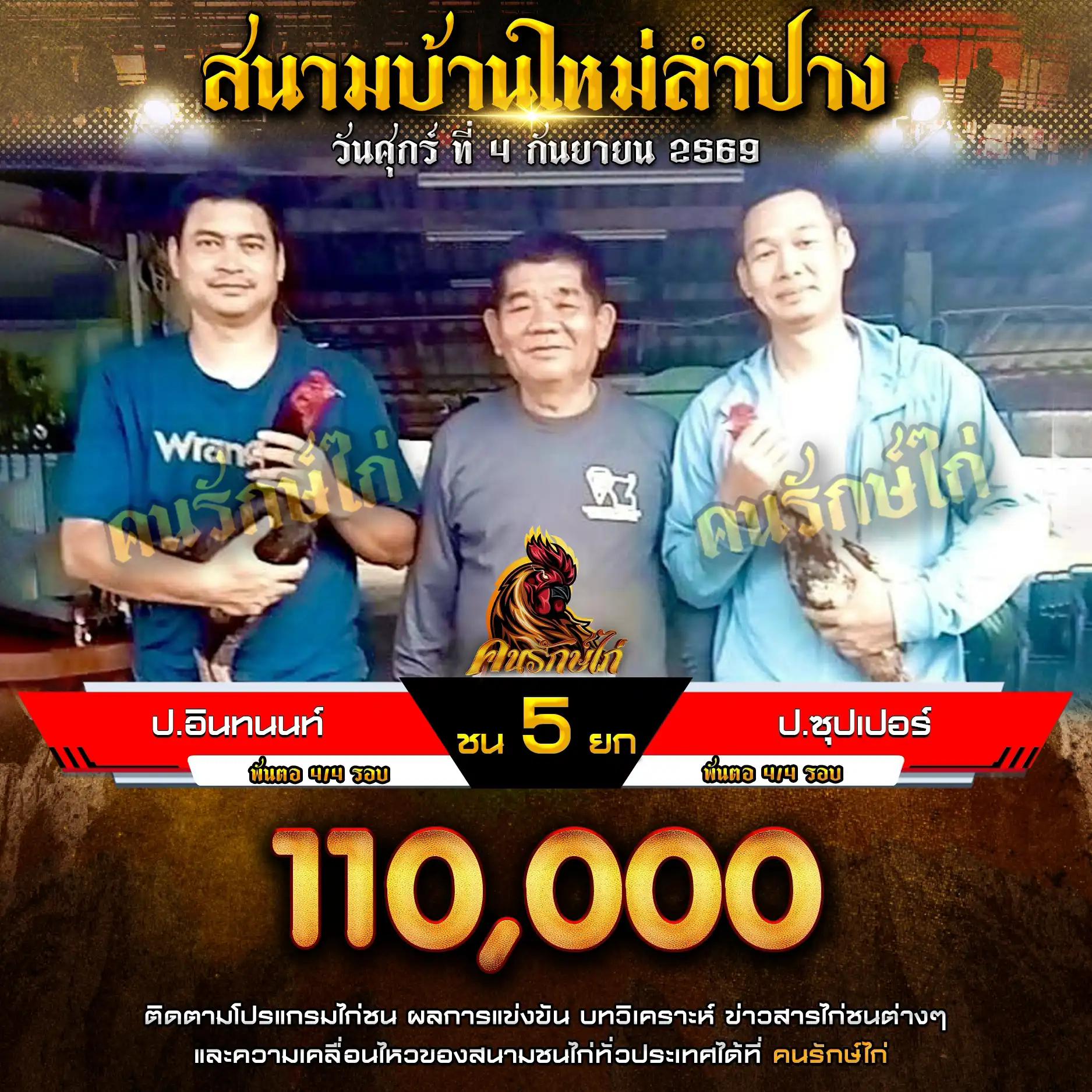 ป.อินทนนท์ VS ป.ซุปเปอร์ กำหนดชน 5 ยก ชิงเงินรางวัล 110,000 บาท 04 กันยายน 2569 