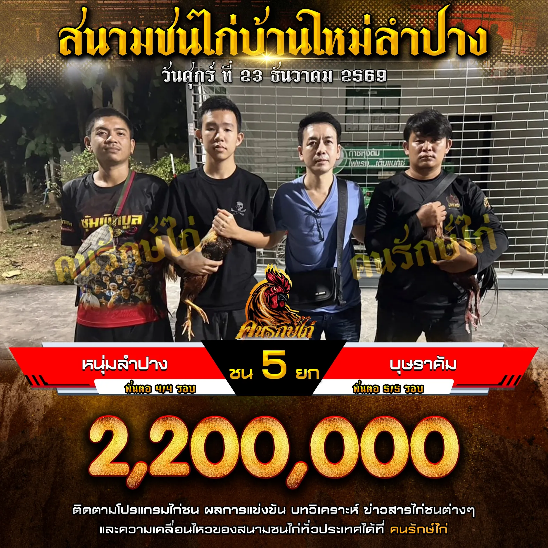 หนุ่มลำปาง VS บุษราคัม กำหนดชน 5 ยก ชิงเงินรางวัล 2,200,000 บาท
