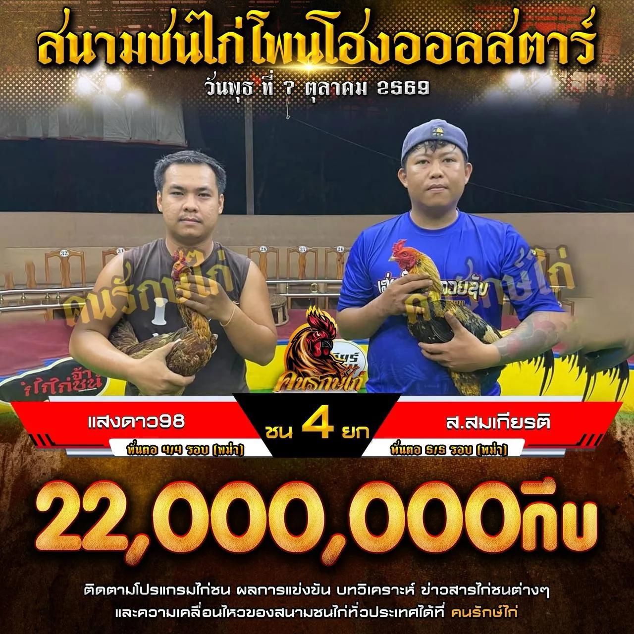 แสงดาว98 VS ส.สมเกียรติ กำหนดชน 4 ยก ชิงเงินรางวัล 22,000,000 กีบ 07 ตุลาคม 2569